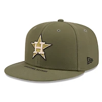 Casquette snapback New Era 9FIFTY pour homme, couleur olive, Houston Astros, édition spéciale Journée des forces armées 2026