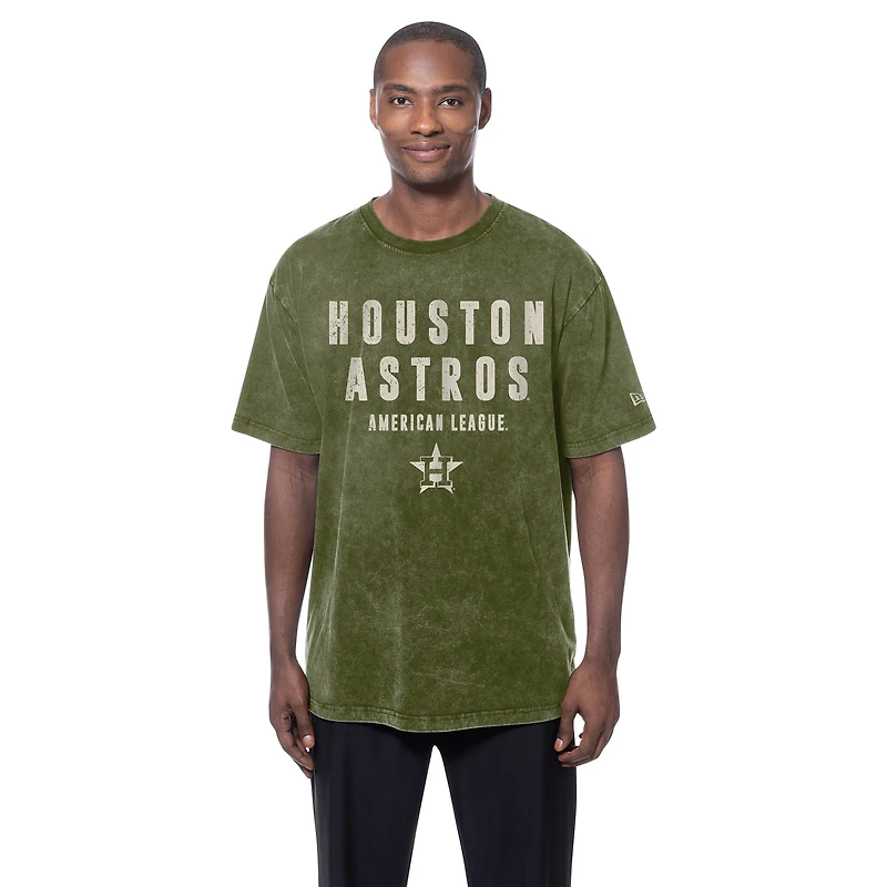T-shirt New Era Olive Houston Astros 2026 pour homme, Journée des forces armées