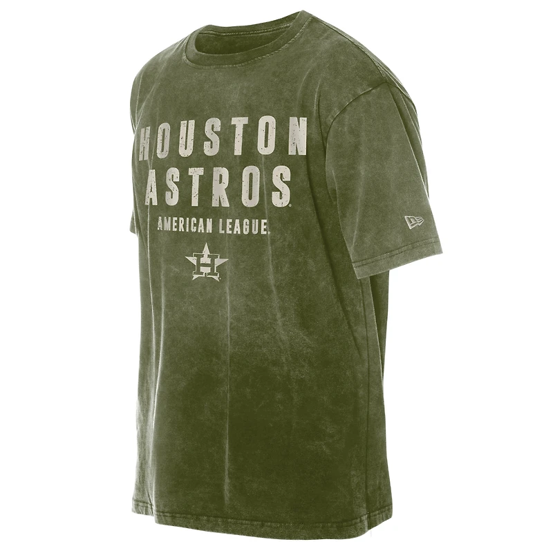 T-shirt New Era Olive Houston Astros 2026 pour homme, Journée des forces armées