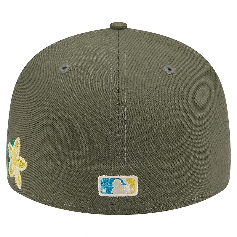 Casquette ajustée 59FIFTY pour homme New Era Olive Houston Astros à motifs floraux ton sur