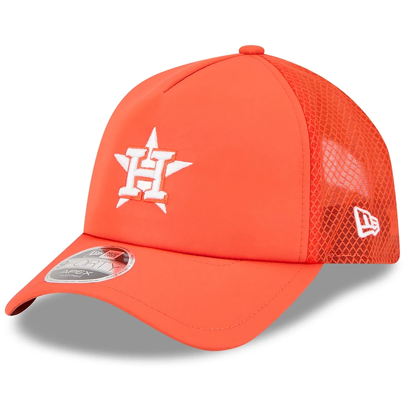 Men's New Era Houston Astros 2026 Batting Practice Apex 9FORTY Adjustable Trucker Hat
