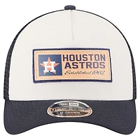Men's New Era Stone/Navy Houston Astros Text A-Frame Trucker 9FORTY Hat