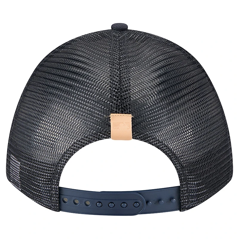 Men's New Era Stone/Navy Houston Astros Text A-Frame Trucker 9FORTY Hat