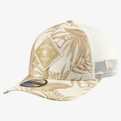 Casquette trucker ajustable New Era COOLERA 9SEVENTY pour homme, coloris beige Houston Astros Tonal Palm