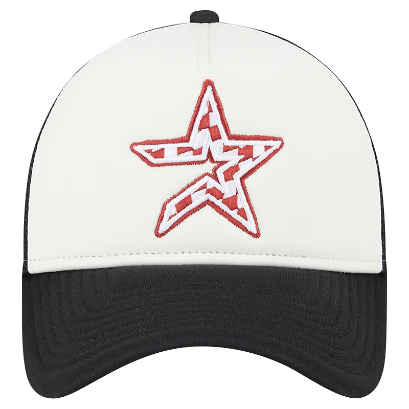 Casquette ajustable A-Frame Trucker 9FORTY à damier Houston Astros pour homme New Era blanche/noire