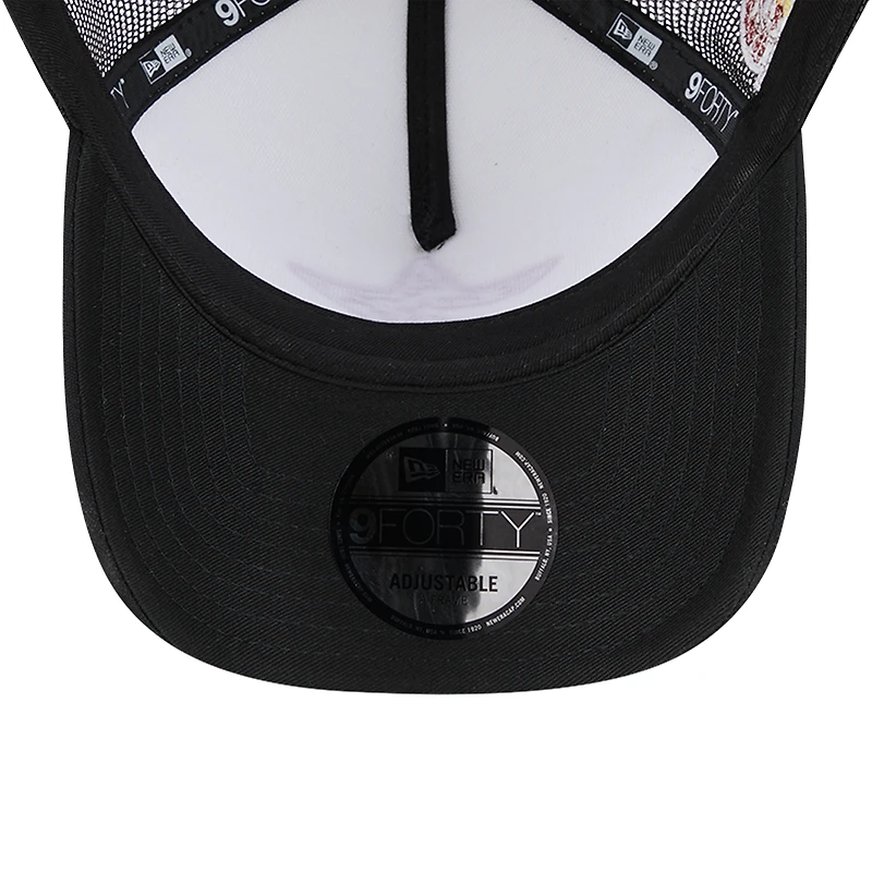 Men's New Era White/Black Houston Astros Checkered Flag A-Frame Trucker 9FORTY Adjustable Hat