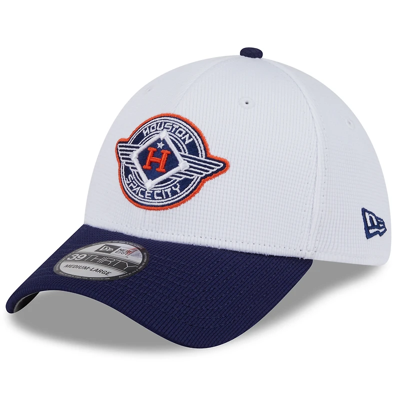 Casquette d'entraînement au bâton 39THIRTY Flex City Connect 2025 des Astros de Houston pour homme New Era, blanc/bleu marine