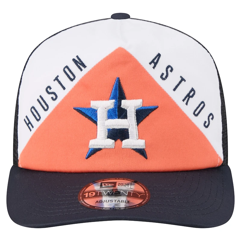 Men's New Era White/Navy Houston Astros Retro Cut 19TWENTY Adjustable Trucker Hat
