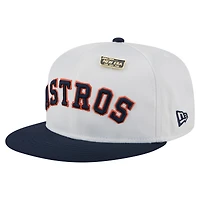 Casquette ajustée New Era 59FIFTY en satin blanc/bleu marine des Houston Astros pour homme