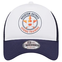 Men's New Era White/Navy Houston Astros Spring Training Circle Foam A-Frame 9FORTY Trucker Adjustable Hat