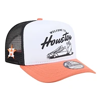 Men's New Era  White/Orange Houston Astros Foodie A-Frame 9FIFTY Trucker Snapback Hat