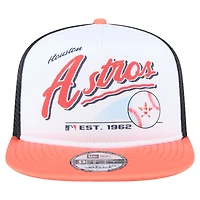 Casquette snapback New Era 9FIFTY blanche/orange pour homme, motif rétro des Astros de Houston