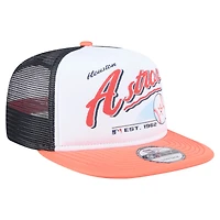 Casquette snapback New Era 9FIFTY blanche/orange pour homme, motif rétro des Astros de Houston