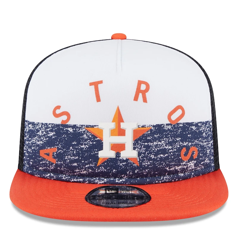 Men's New Era White/Orange Houston Astros Team Foam Front A-Frame Trucker 9FIFTY Snapback Hat