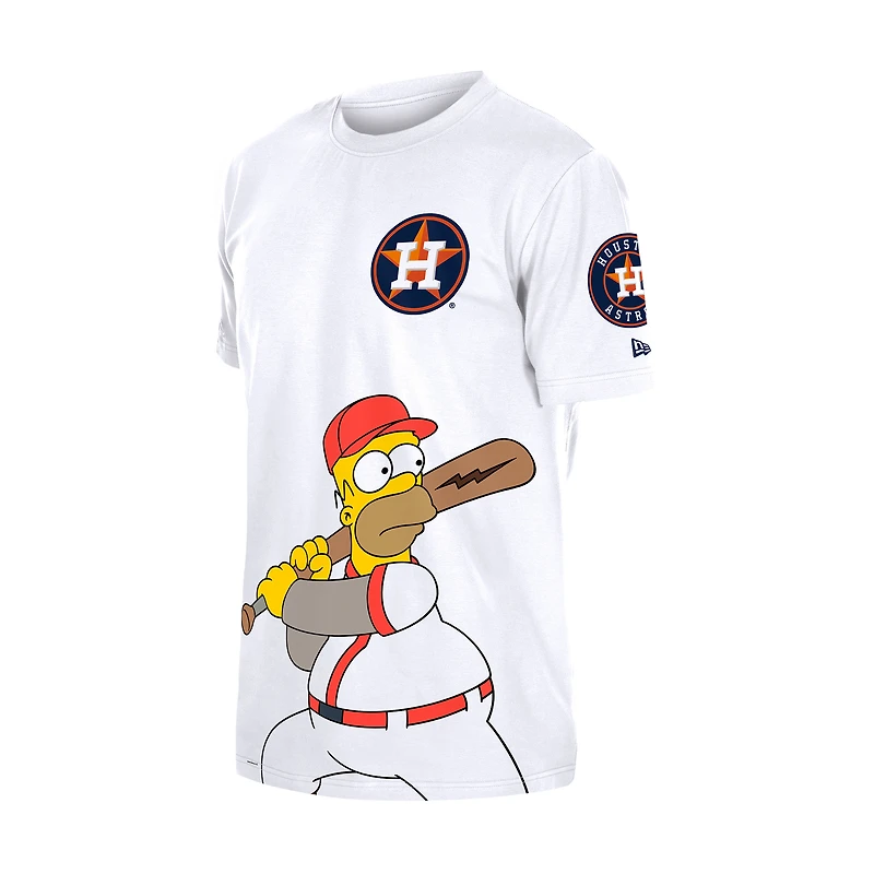 Men's New Era White Houston Astros MLB x Simpsons Homer Wonderbat T-Shirt