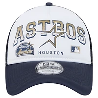 Casquette ajustable New Era blanche Houston Astros Retro Wordmark 9FORTY A-Frame Trucker pour homme