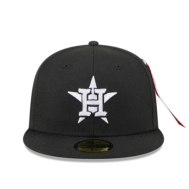 Casquette ajustée 59FIFTY noire des Astros de Houston pour homme New Era x Alpha Industries