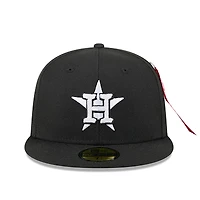 Casquette ajustée 59FIFTY noire des Astros de Houston pour homme New Era x Alpha Industries