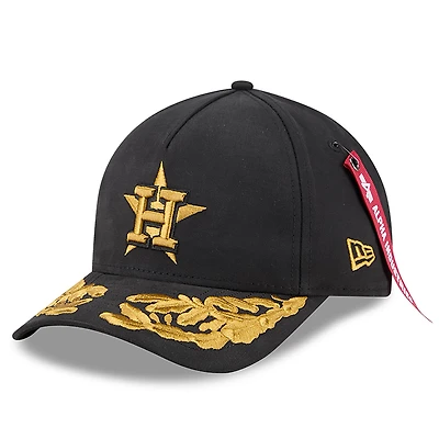 Men's New Era x Alpha Industries  Black Houston Astros A-Frame 9FORTY Adjustable Hat