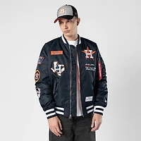Men's New Era x Alpha Industries Navy Houston Astros Full-Zip Bomber Jacket