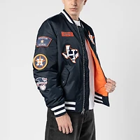 Men's New Era x Alpha Industries Navy Houston Astros Full-Zip Bomber Jacket