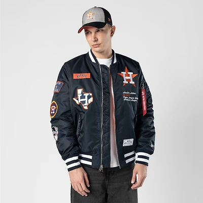 Men's New Era x Alpha Industries Navy Houston Astros Full-Zip Bomber Jacket