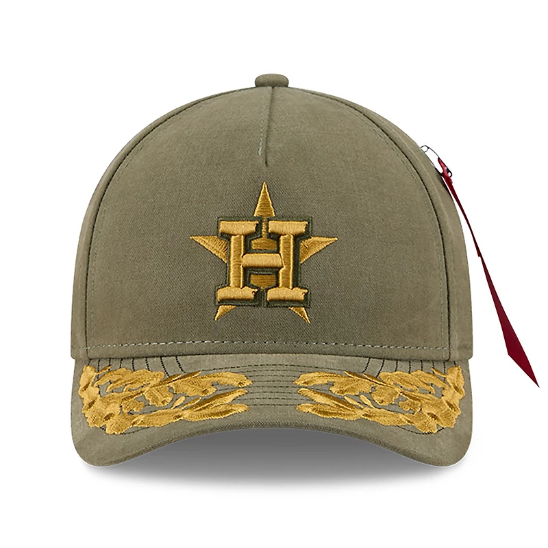 Casquette ajustable A-Frame 9FORTY olive des Astros de Houston pour homme New Era x Alpha Industries