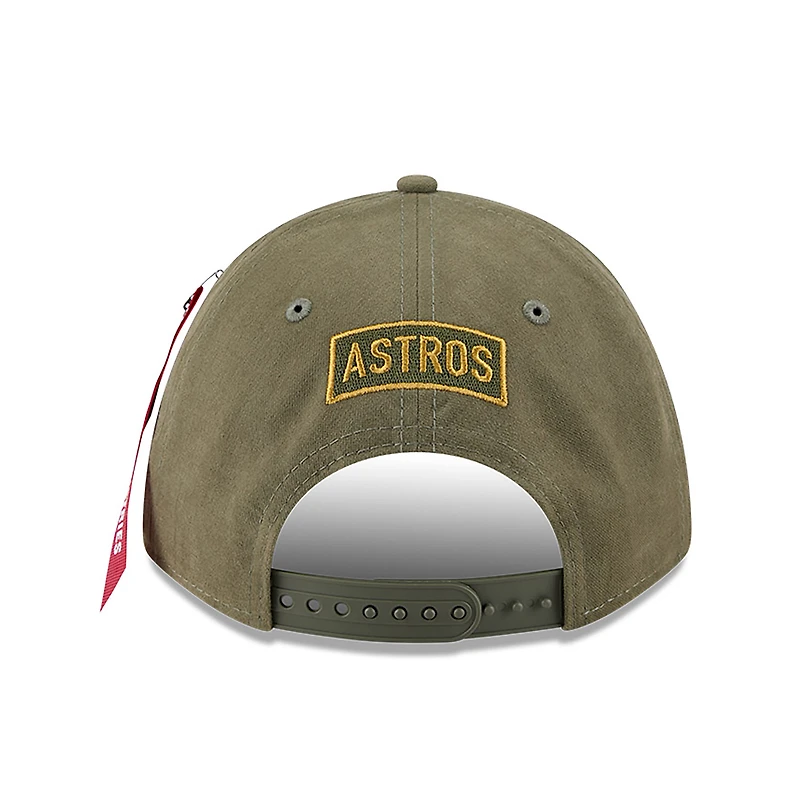 Casquette ajustable A-Frame 9FORTY olive des Astros de Houston pour homme New Era x Alpha Industries