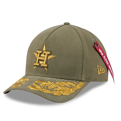 Casquette ajustable A-Frame 9FORTY olive des Astros de Houston pour homme New Era x Alpha Industries