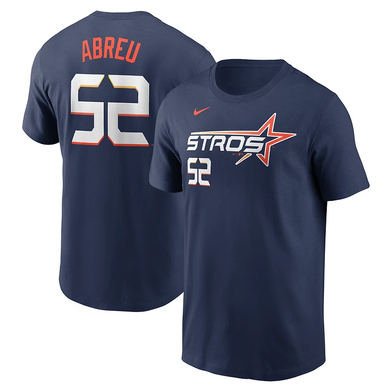 T-shirt Nike Bryan Abreu bleu marine Houston Astros 2025 City Connect Fuse avec nom et numéro