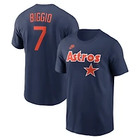 T-shirt homme Nike Craig Biggio bleu marine Houston Astros Cooperstown Collection avec nom et numéro