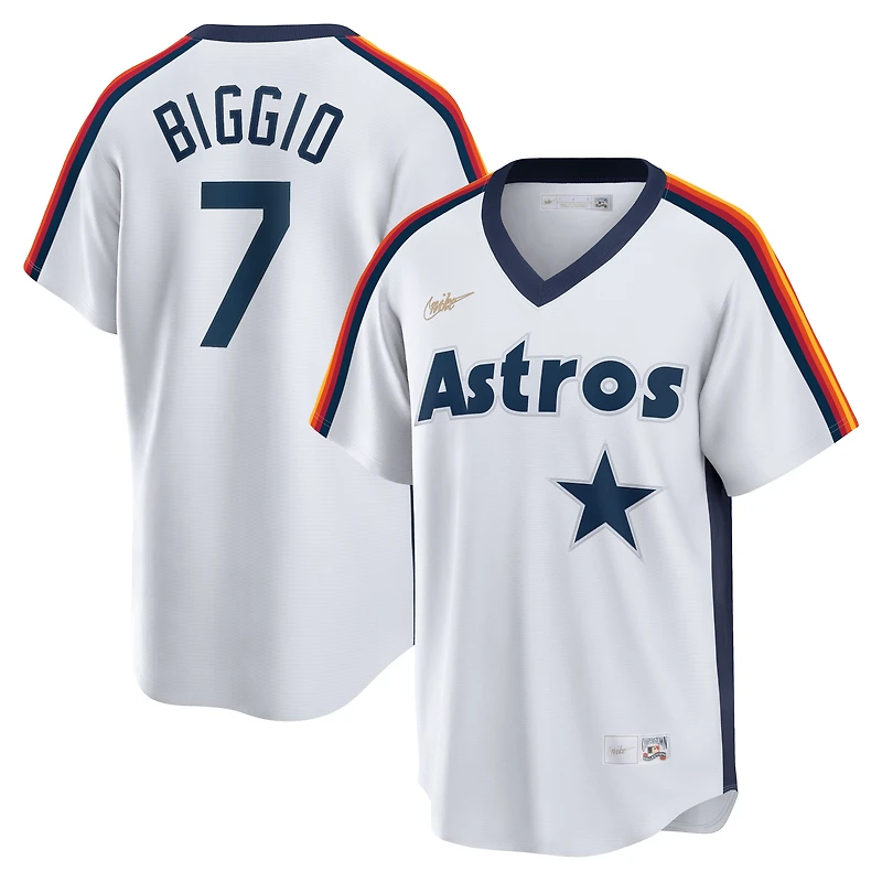 Maillot de joueur avec logo Nike Craig Biggio pour hommes des Houston Astros Home Cooperstown Collection blanc