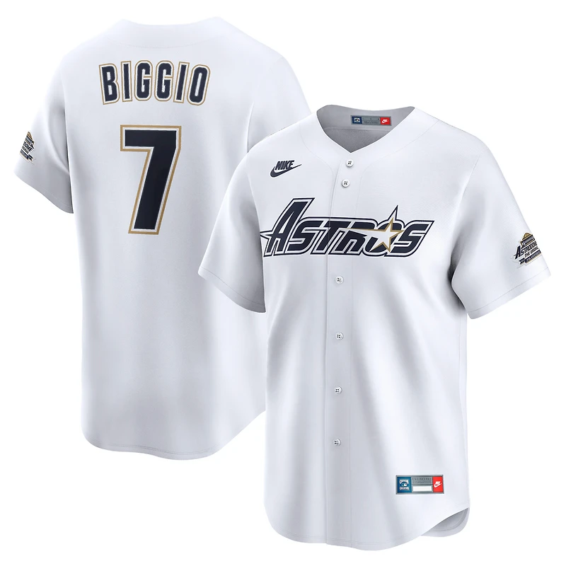 Maillot Nike Craig Biggio blanc pour homme des Astros de Houston, collection rétro Cooperstown limitée