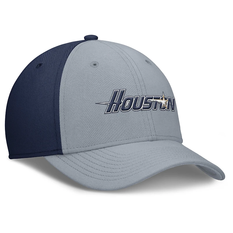 Casquette Nike Performance Flex gris/bleu marine Houston Astros Rise Swoosh pour homme