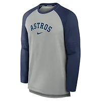 T-shirt à manches longues raglan de performance Nike Heather Gray/Navy Houston Astros Authentic Collection Game Time pour homme
