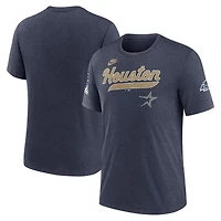 T-shirt Nike bleu marine chiné pour homme des Astros de Houston, collection Cooperstown, Eras Tri-Blend