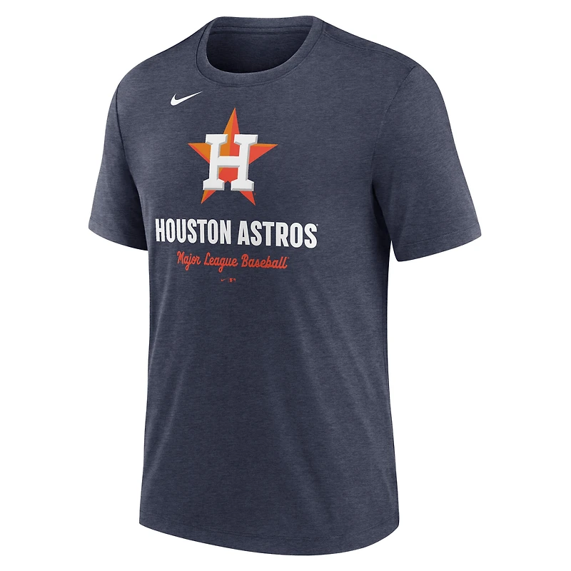 T-shirt Nike bleu marine chiné pour homme avec logo des Astros de Houston