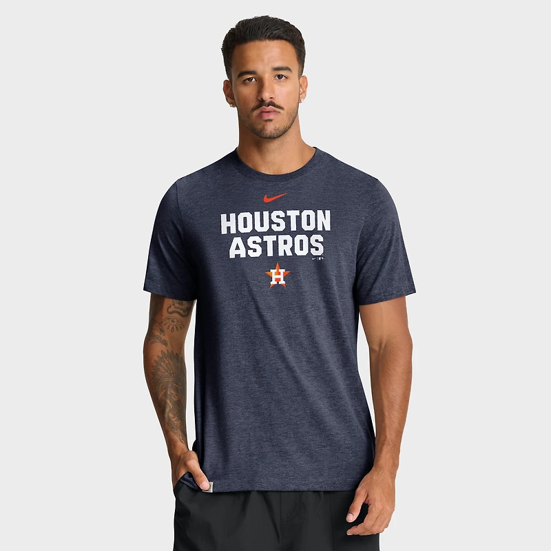 Men's Nike Heather Navy Houston Astros Stacked Tri-Blend T-Shirt