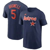 T-shirt avec nom et numéro Nike Jeff Bagwell pour hommes, bleu marine, Astros de Houston, Cooperstown Collection Fuse