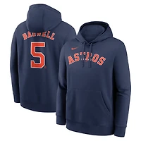 Sweat à capuche Nike Jeff Bagwell bleu marine pour homme, joueur retraité des Astros de Houston, avec nom et numéro du club