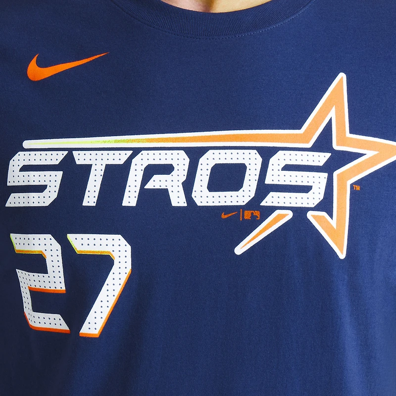 T-shirt Nike Jose Altuve bleu marine Houston Astros 2025 City Connect Fuse avec nom et numéro