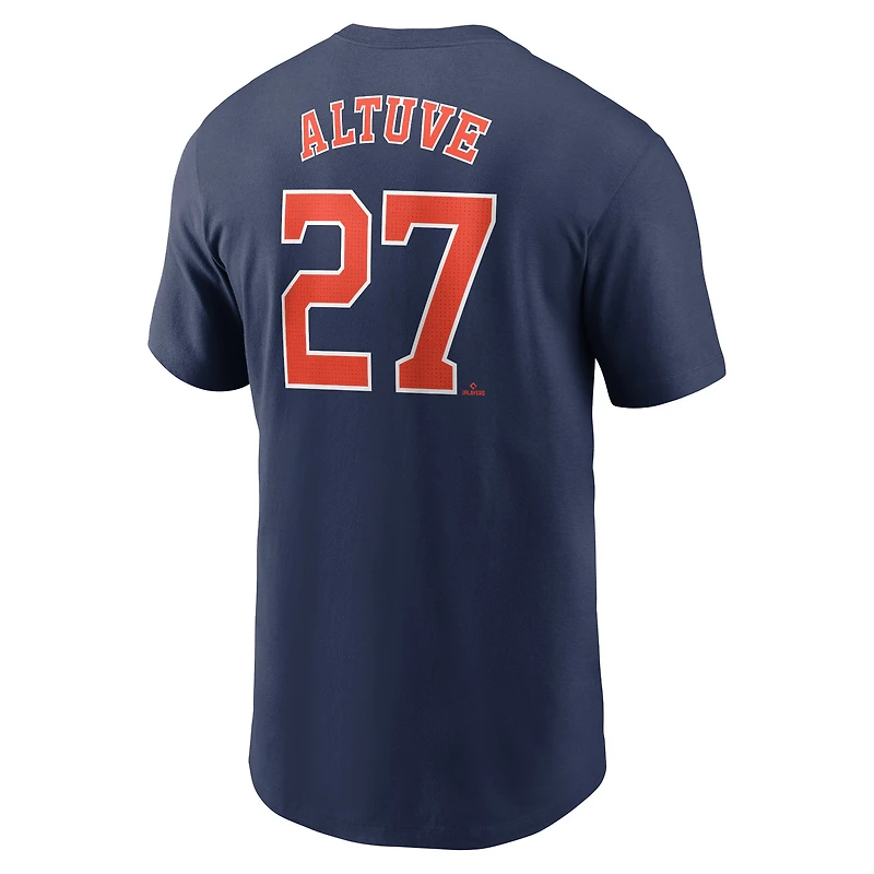 T-shirt avec nom et numéro Nike Jose Altuve pour hommes, bleu marine, Houston Astros Fuse