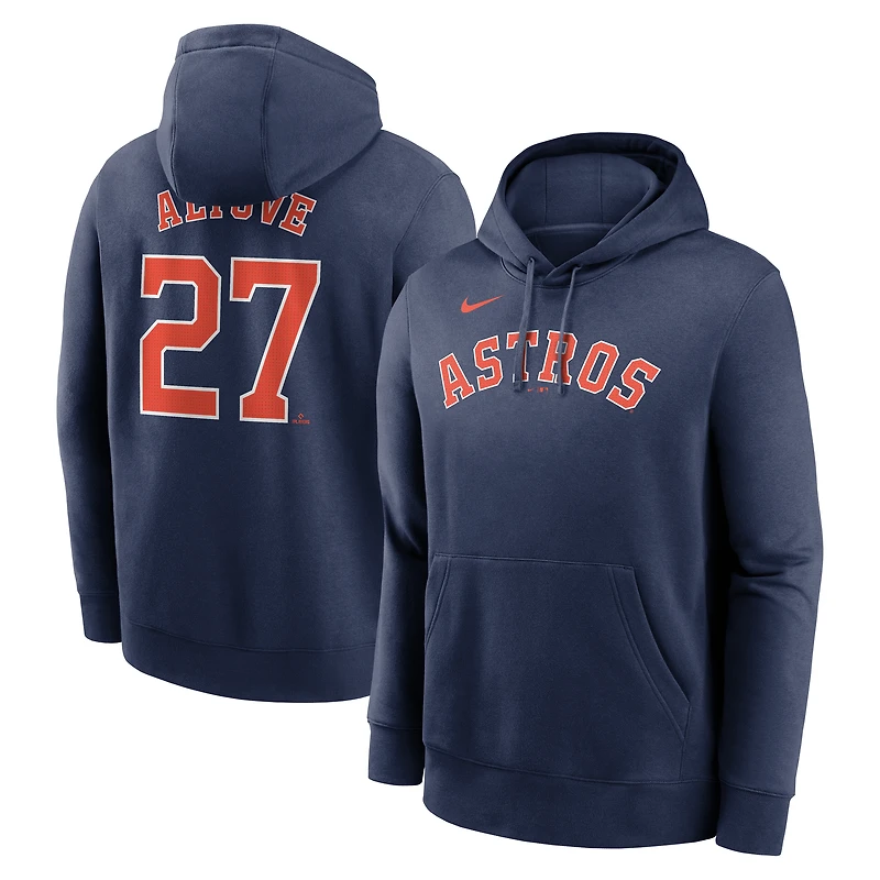 Sweat à capuche Nike Jose Altuve bleu marine Houston Astros Player Name & Number Club Fleece Pullover pour homme