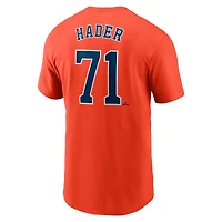 T-shirt Nike Josh Hader orange Houston Astros Fuse avec nom et numéro pour homme
