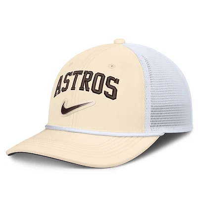 Casquette trucker ajustable Nike Houston Astros Rise Dri-FIT naturelle/blanche pour homme