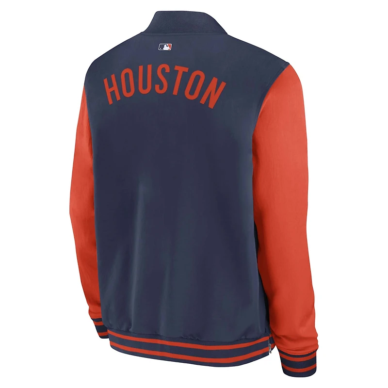 Men's Nike Navy/Orange Houston Astros Authentic Collection Dugout Relaxed Full-Zip Bomber Jacket