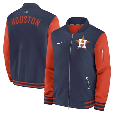 Men's Nike Navy/Orange Houston Astros Authentic Collection Dugout Relaxed Full-Zip Bomber Jacket