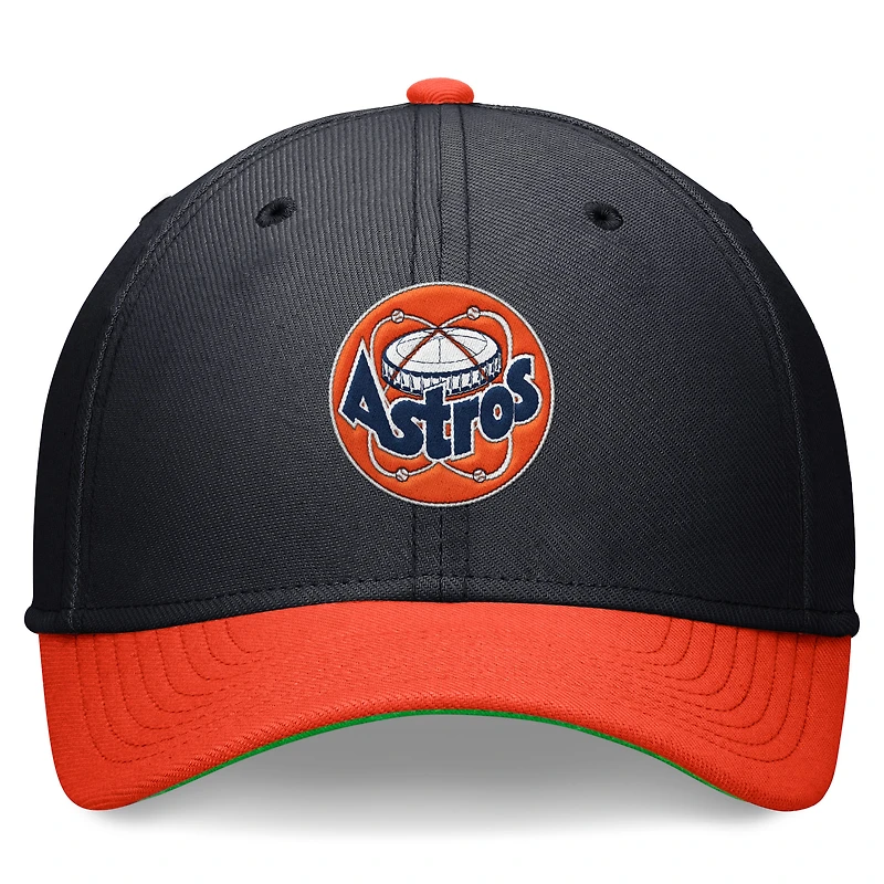 Casquette de performance Rewind Swooshflex Nike pour hommes, bleu marine/orange, Houston Astros Cooperstown Collection