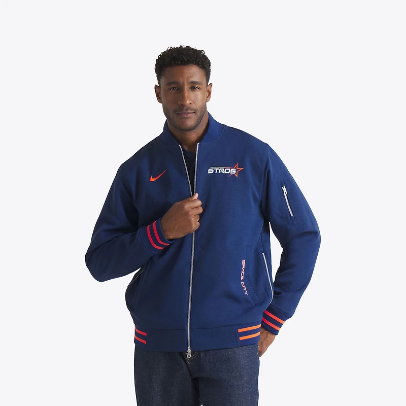 Blouson aviateur Nike bleu marine Houston Astros 2025 City Connect Authentic Collection entièrement zippé pour homme