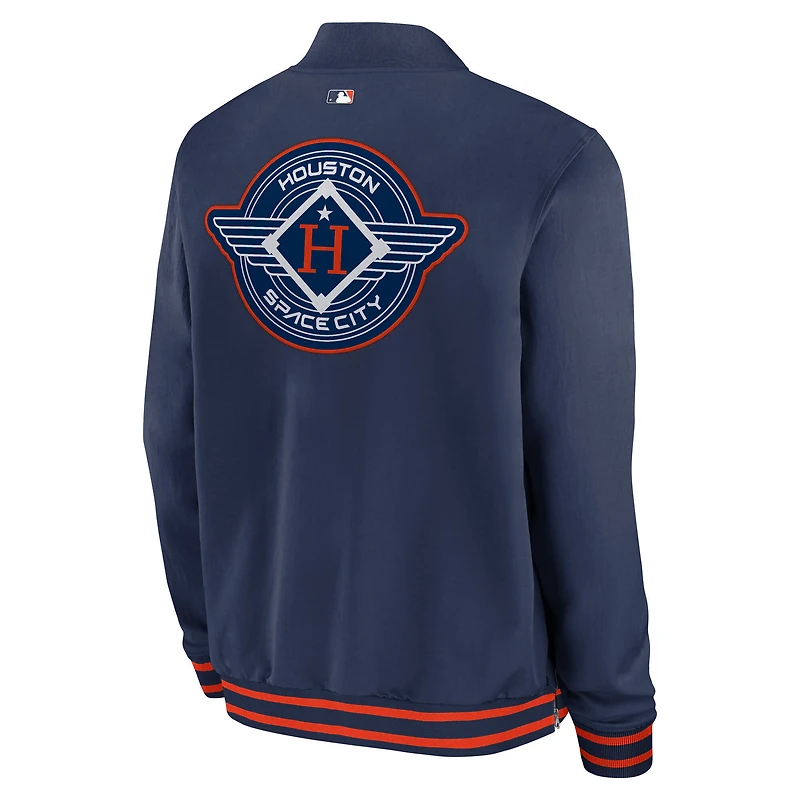Men's Nike Navy Houston Astros 2025 City Connect Authentic Collection Full-Zip Bomber Jacket